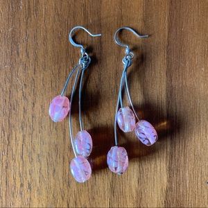 Pink Glass Bead Bobble Earrings